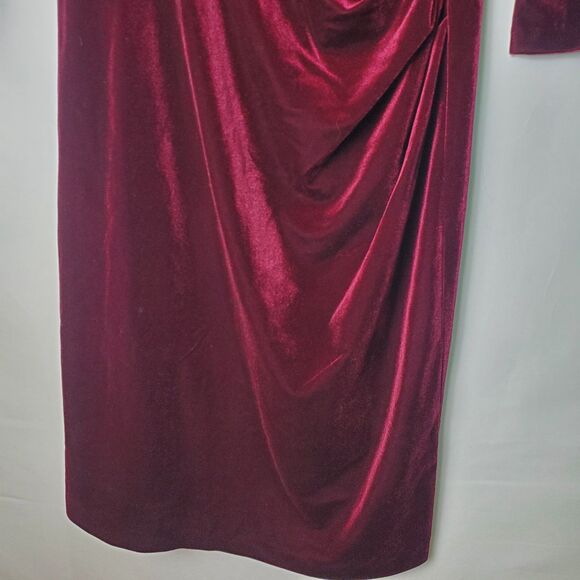 Eliza J Burgundy Long Sleeve Gathered Waist Midi Dress Size 2 - Picture 6 of 8